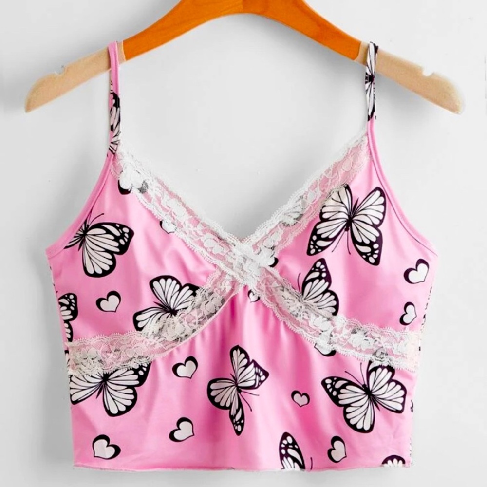 LACEY PINK BUTTERFLY CROP TOP 💖🌸💖🌸